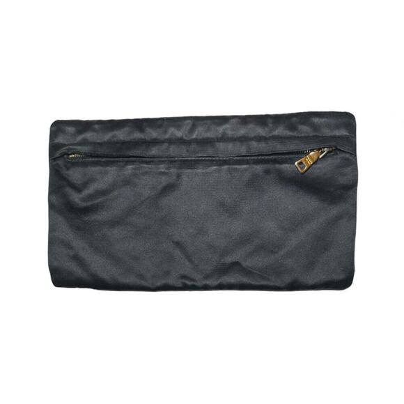 Prada Black Satin Zip Clutch Bag Purse - Picture 2 of 6